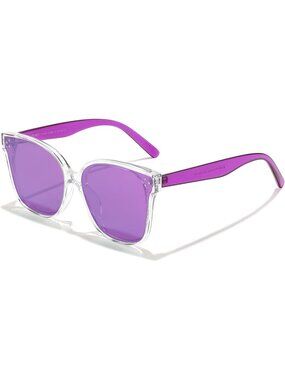 Women's Purple Retro Square Oversized Polarized Sunglass Minimalist Style B2600